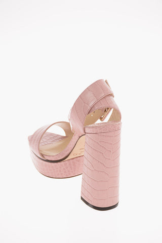 Croco Printed Leather JAX PF Platform Sandals 14 Cm