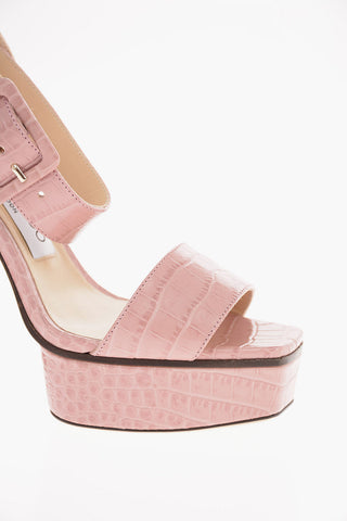 Croco Printed Leather JAX PF Platform Sandals 14 Cm