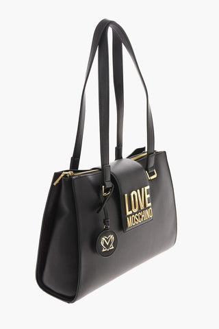 LOVE Faux Leather GOLD METAL LOGO Backpack