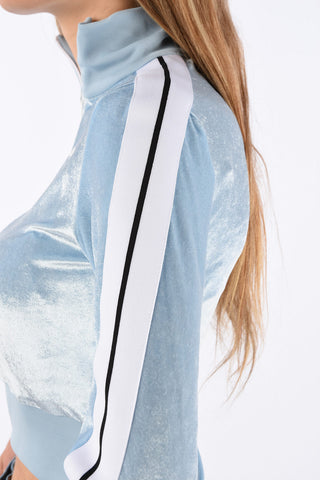 Chenille Full Zip Crop Sweatshirt