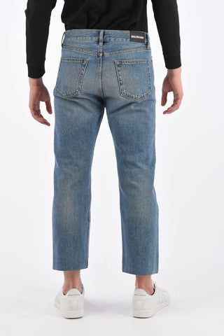 Stonewashed Straight Leg Cropped Jeans 22 Cm