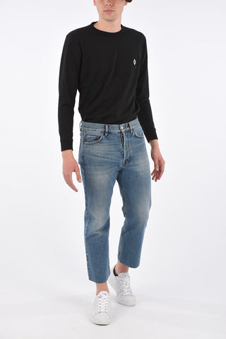 Stonewashed Straight Leg Cropped Jeans 22 Cm
