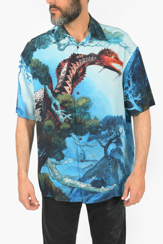 Silk DRAGONS GARDEN Short Sleeve Shirt