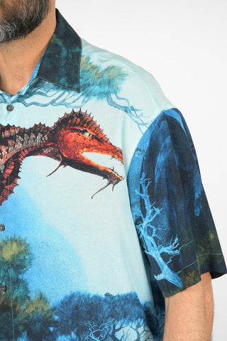 Silk DRAGONS GARDEN Short Sleeve Shirt