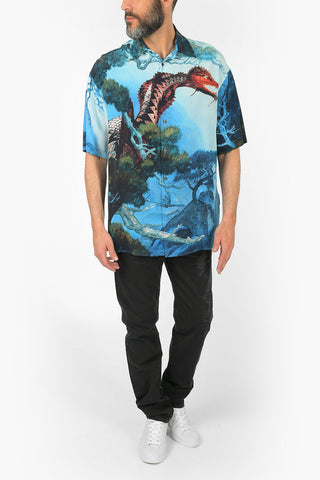 Silk DRAGONS GARDEN Short Sleeve Shirt