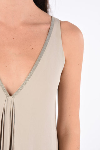 Draped Dress with Jewel Neckline