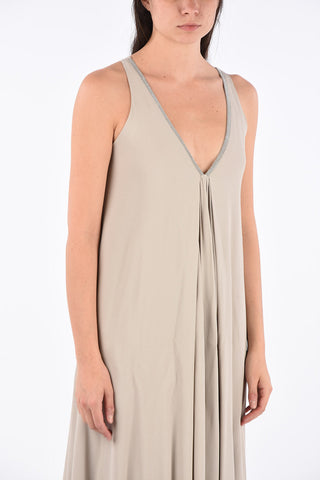 Draped Dress with Jewel Neckline
