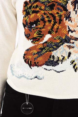 maglia girocollo con Ricamo Tigre