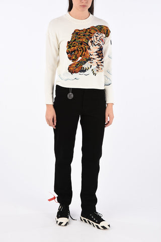 maglia girocollo con Ricamo Tigre