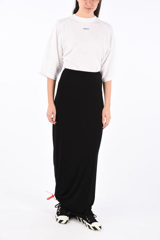 drawstring waist floor lenght pencil skirt