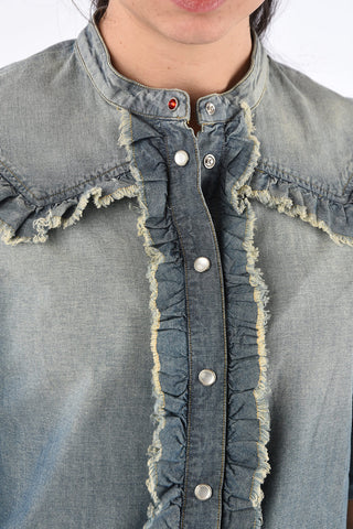 camicia VEGA denim e con ruches