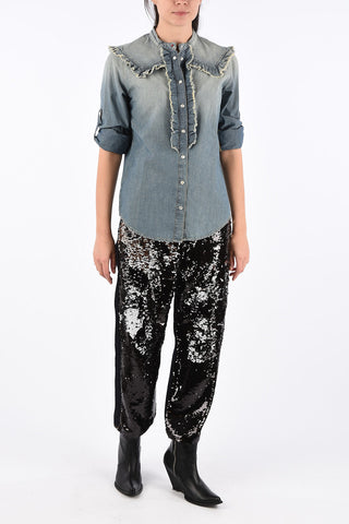 camicia VEGA denim e con ruches