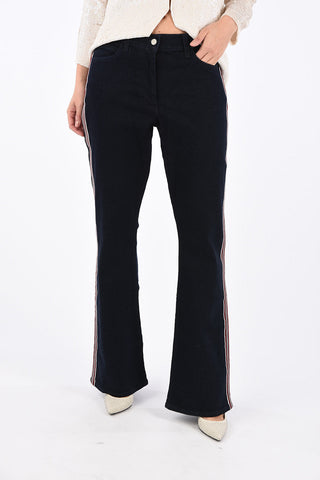 Mid-rise waist Piping bootcut jeans