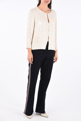 Mid-rise waist Piping bootcut jeans