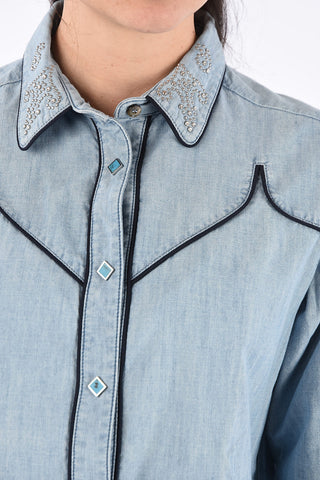 Denim ALEXA Shirt with Stud Applications