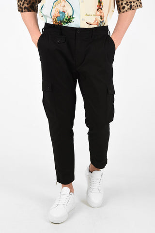 Stretch Cotton Cargo Pants with Ankle Zip