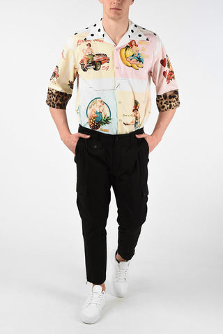 Stretch Cotton Cargo Pants with Ankle Zip