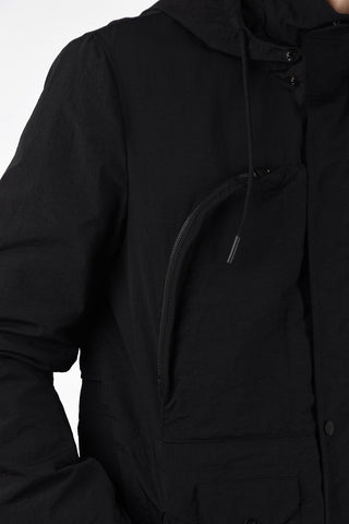 Unstructured Utility Jacket with Removable Hood
