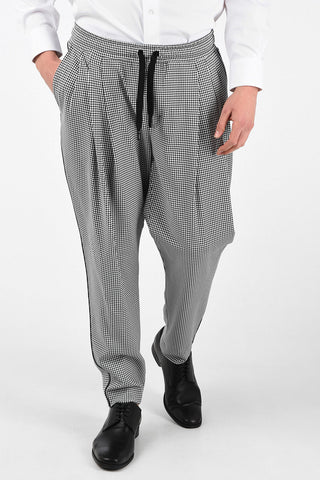 Houndstooth Pants with Drawstring  