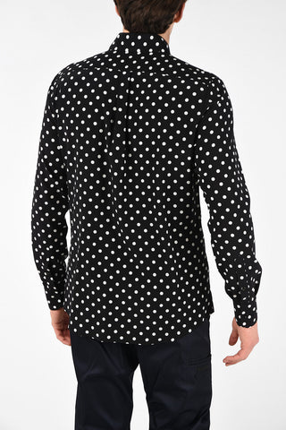 Stretch Silk Polka Dot MARTINI Shirt with Hidden Closure
