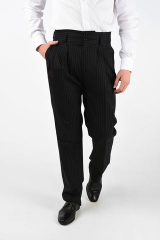 Pantaloni Gessati a Doppia Pince 