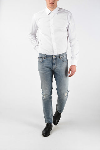 Jeans Slim Fit Distressed in Cotone Stretch 17 Cm