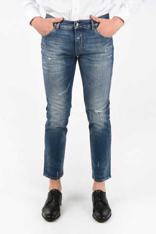 Distressed Skinny Fit Jeans with Emboidered Pockets