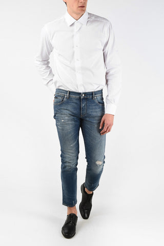 Distressed Skinny Fit Jeans with Emboidered Pockets