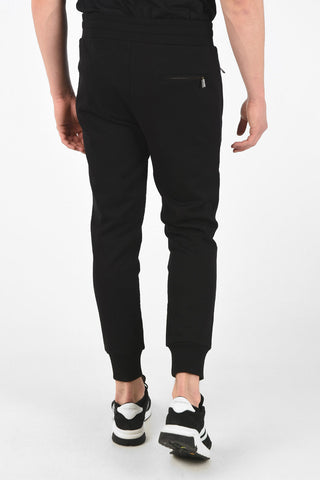 Stretch Cotton Joggers with Monogram Embroidery 