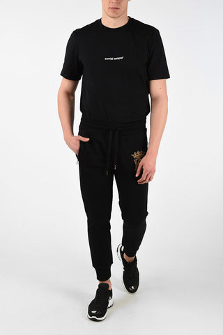 Stretch Cotton Joggers with Monogram Embroidery 