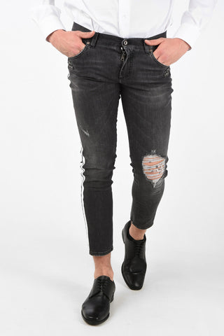 Distressed Skinny Fit Jeans with Side Band 16 Cm