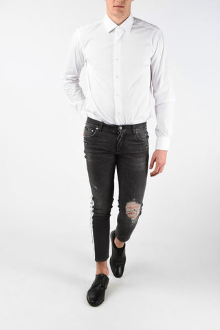 Distressed Skinny Fit Jeans with Side Band 16 Cm