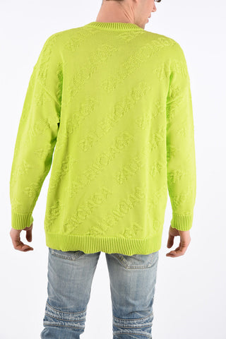 maglia girocollo con logo ricamato