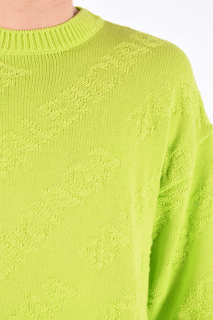 all over logo embroidered crew-neck sweater