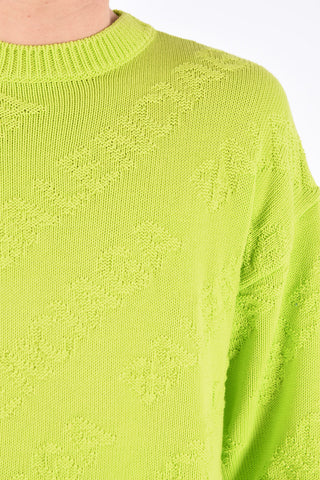 maglia girocollo con logo ricamato