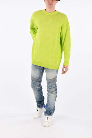 maglia girocollo con logo ricamato