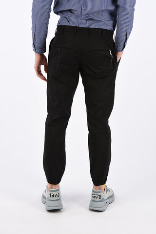 single pleat trousers with elastic ankle band