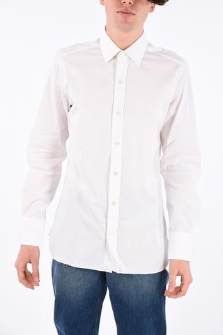 camicia in cotone con collo francese