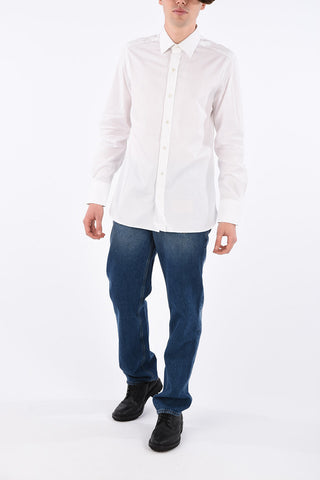camicia in cotone con collo francese