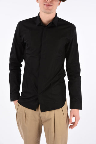 camicia in cotone con collo francese