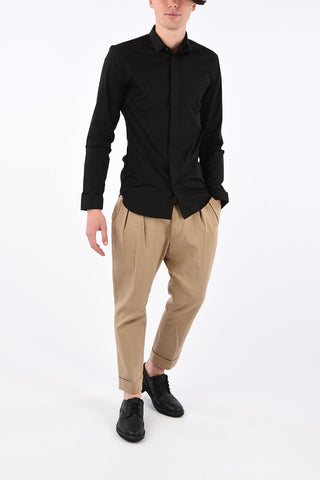 camicia in cotone con collo francese