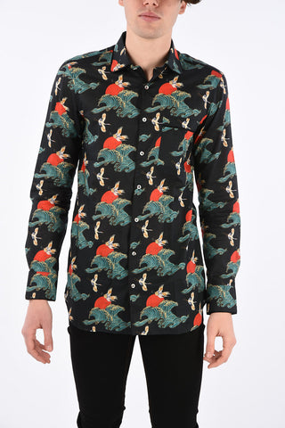 printed shirt with club collar