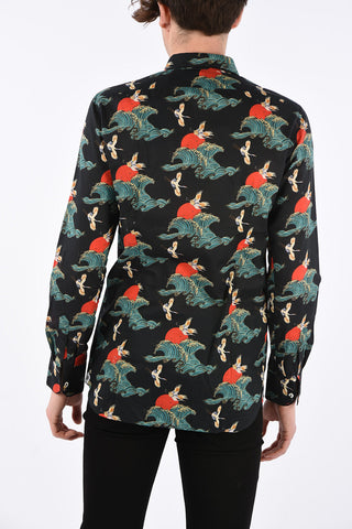 printed shirt with club collar