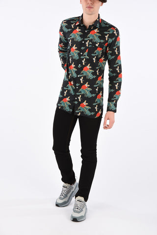printed shirt with club collar