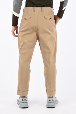 stretch cotton double pleat trousers