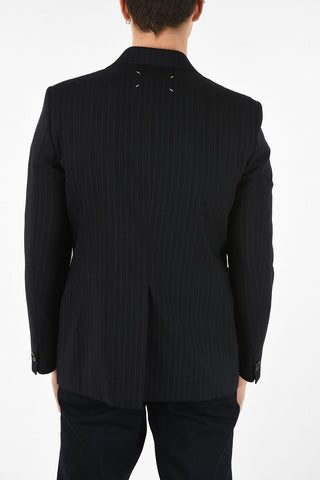 MM14 Pinstriped Center Vent 2 Buttons Blazer