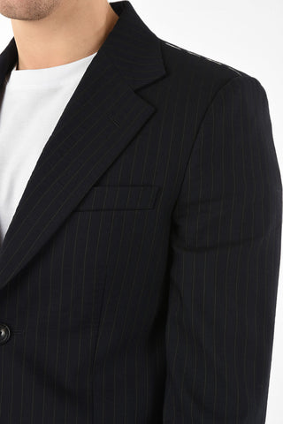 MM14 Pinstriped Center Vent 2 Buttons Blazer