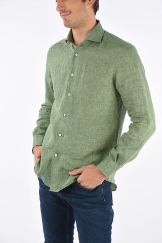 flax spread collar shirt