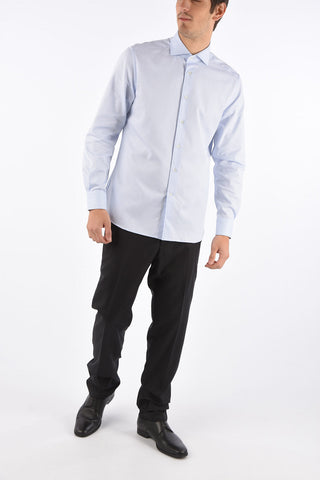 Camicia Hopsack a Collo Francese