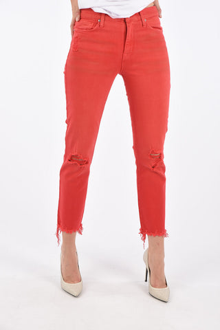 Mid-rise waist distressed ZOEEY cropped jeans